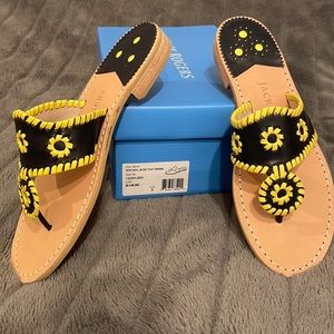 Heritage Jack Flat Sandal - Navy/Yellow Sz 8